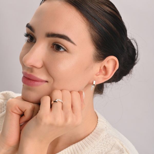 Серьги серебряные с накладками золота (093с)