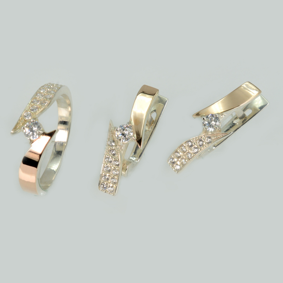 Серебряный набор с накладками золота (093)