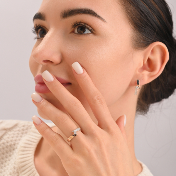 Срібна каблучка з накладкой золота (093к)