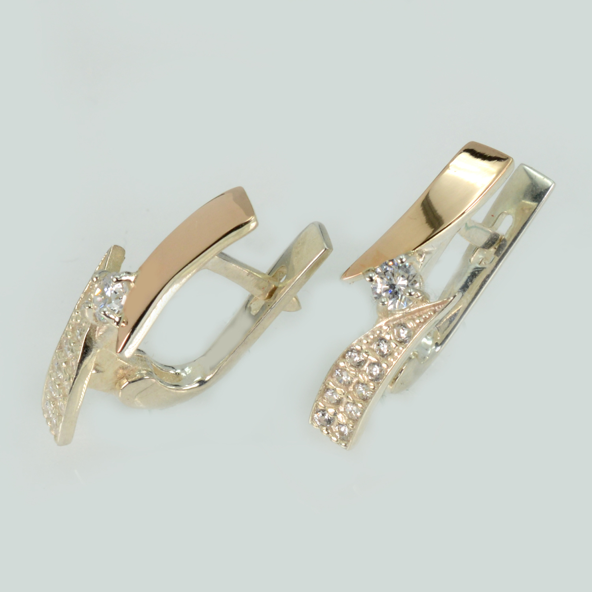 Серьги серебряные с накладками золота (093с)