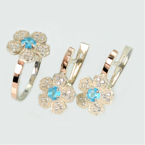 Набор серебряный с золотыми пластинами