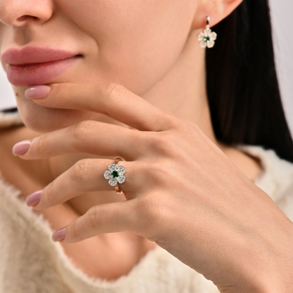 Набір срібний з золотими пластинами (094)