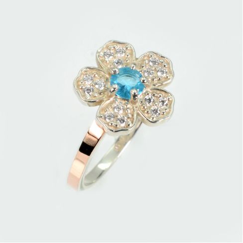 Каблучка срібна з золотими пластинами