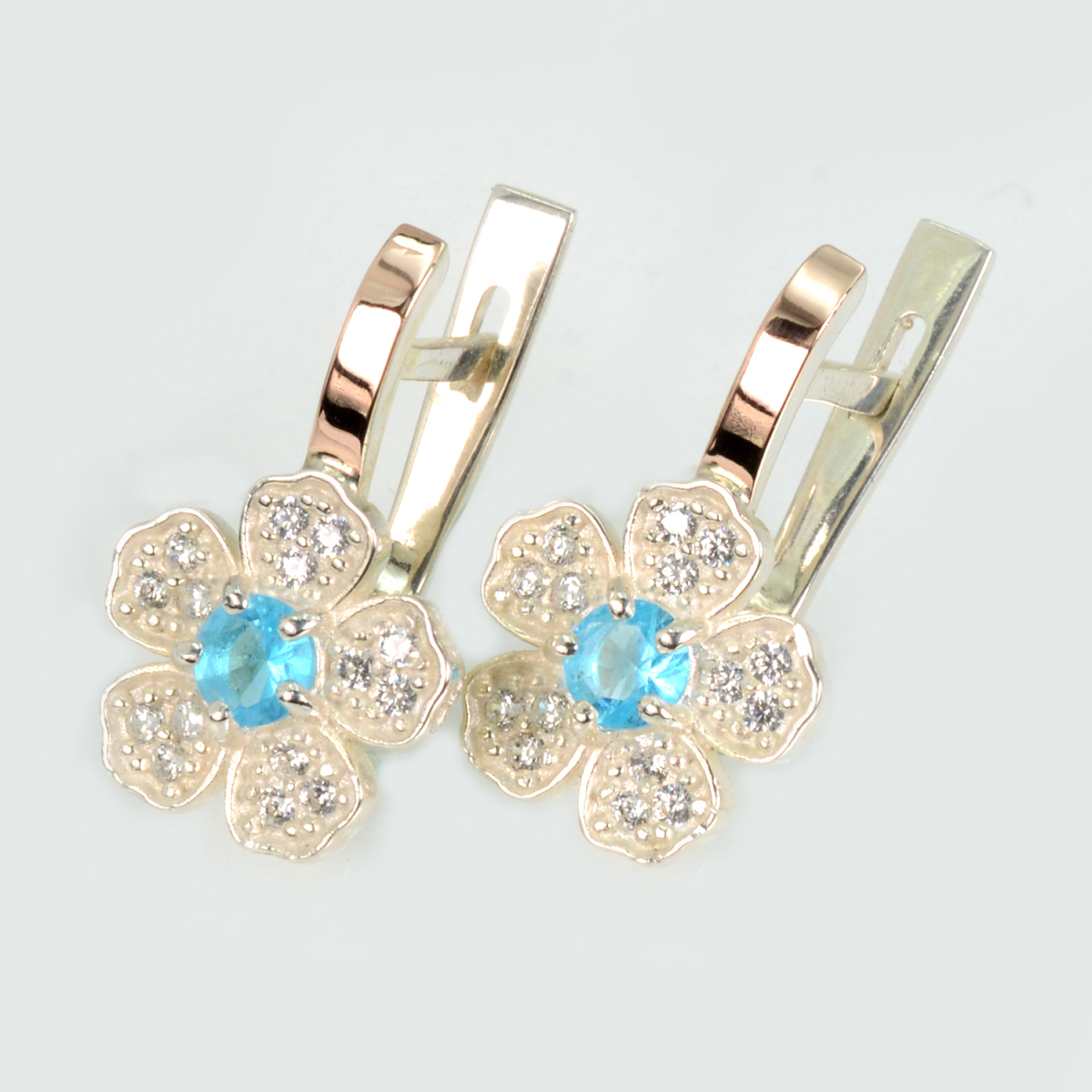 Серьги серебряные с золотыми пластинами (094с)