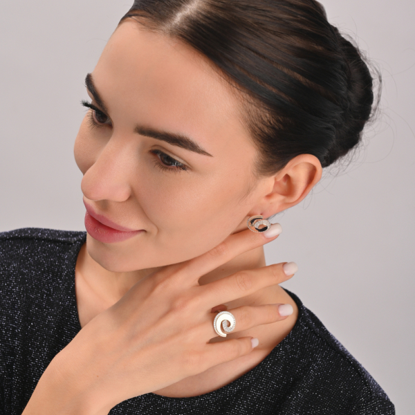 Гарнитур серебряный с золотом (095)