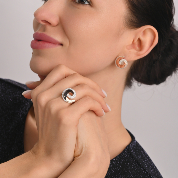 Гарнитур серебряный с золотом (095)