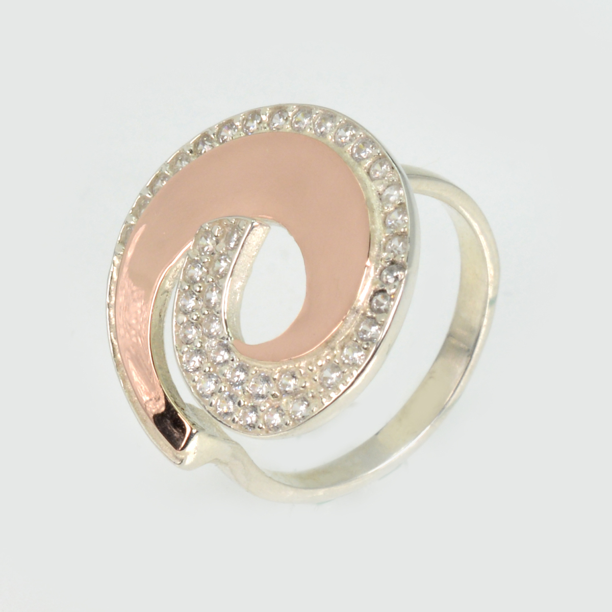 Каблучка срібна з золотими накладками (095к)