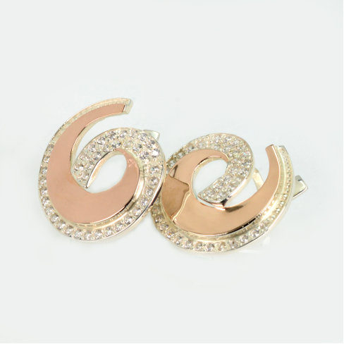 Сережки срібні з золотими вставками