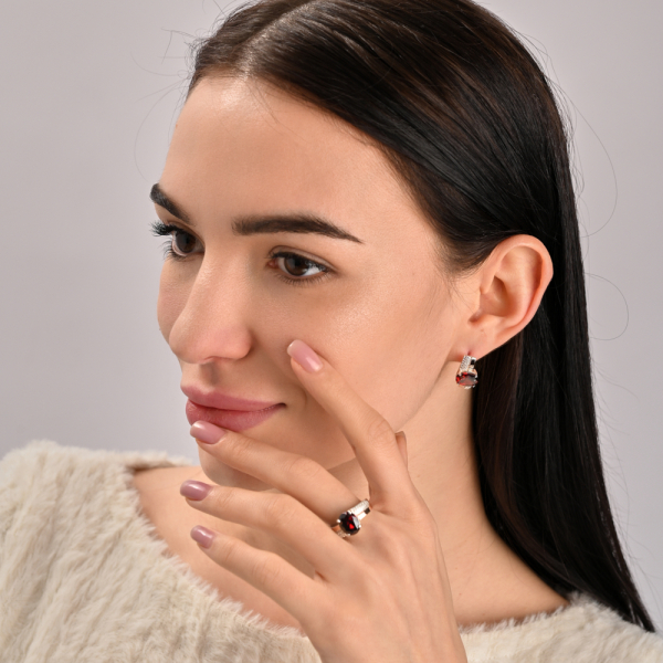 Набор серебряный с золотыми пластинами и фианитами (096)