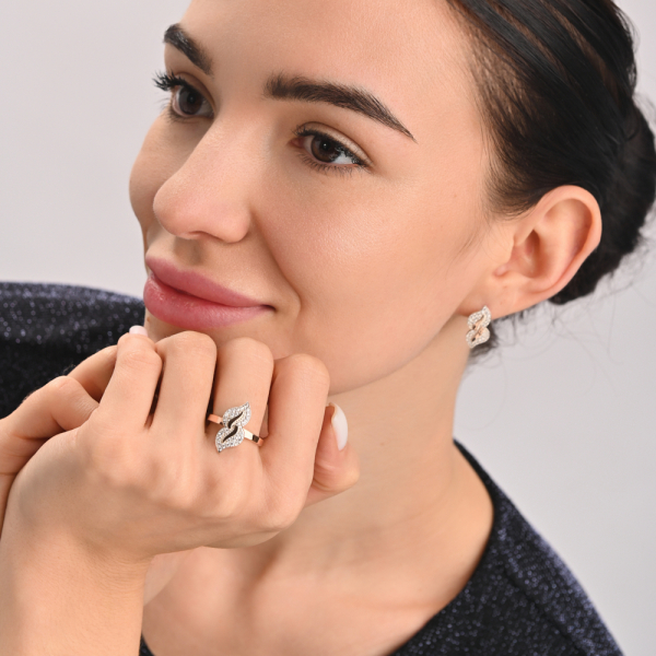 Набор кольцо и серьги серебряные (097)