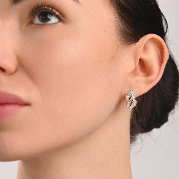 Срібні сережки з золотими пластинками і фіанітами (097с)