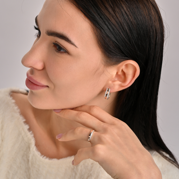 Серебряные сережки с золотом (098с)