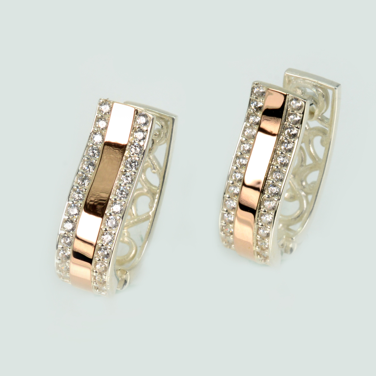 сережки серебряные с золотими накладками (098с)