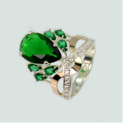 Кольцо серебряное с золотыми напайками