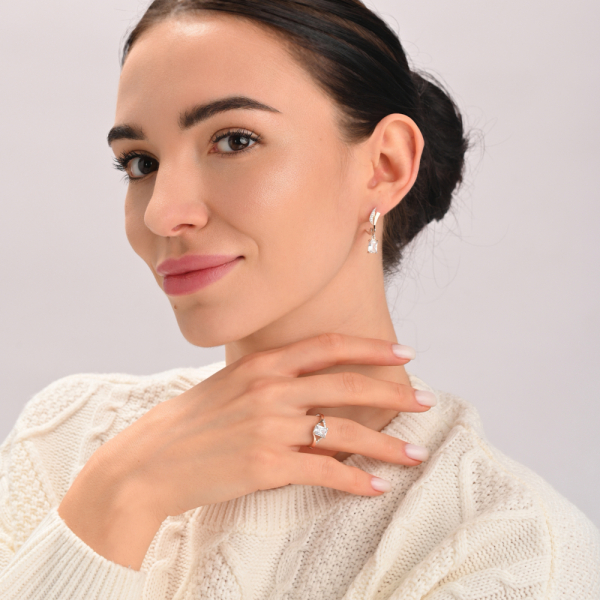 Серебряный комплект с золотыми пластинами и фианитами (100)