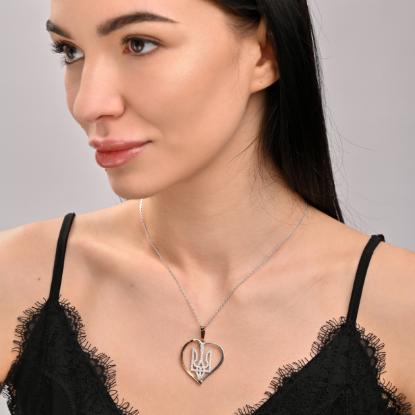 Серебряная подвеска "герб в серце" з золотими вставками (1000п)