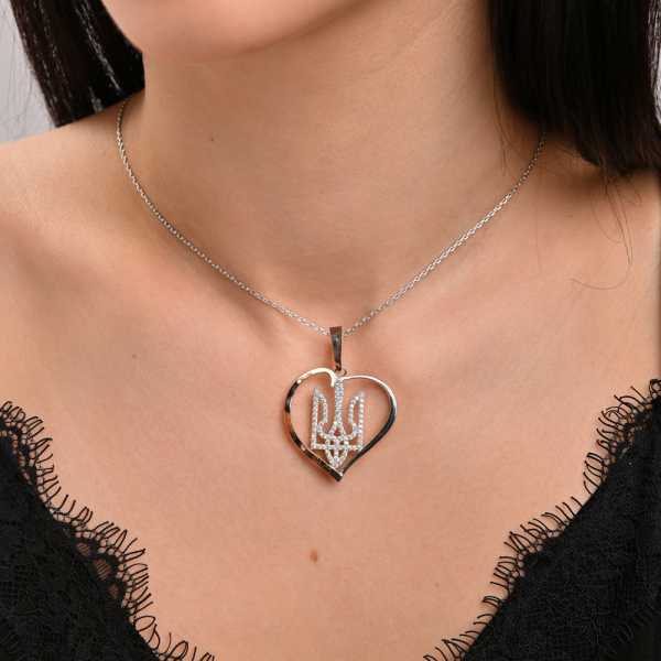 Серебряная подвеска "герб в серце" з золотими вставками (1000п)