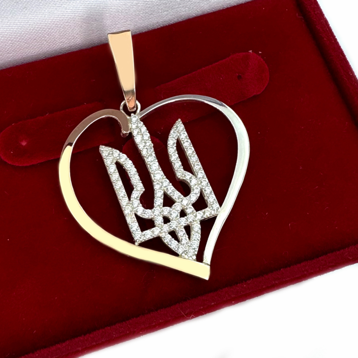 Серебряная подвеска "герб в серце" з золотими вставками (1000п)