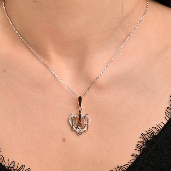 Серебряная подвеска герб Украины (1002п)