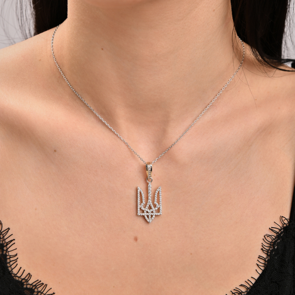 Серебряная подвеска герб в камнях (1003п)