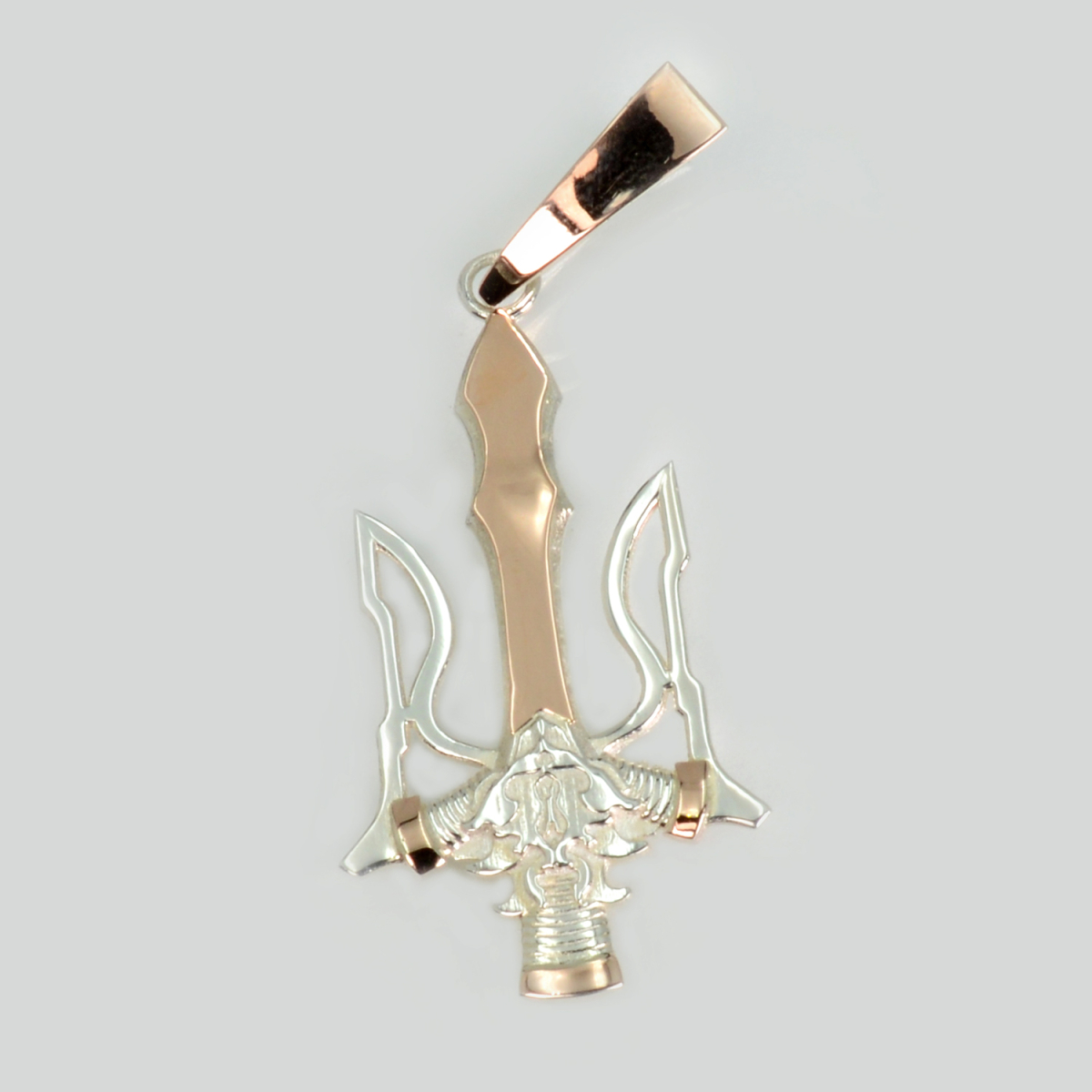 Серебряная подвеска с золотыми вставками и гербом Украины (1006п)