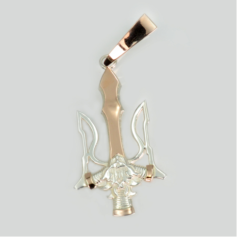 Серебряная подвеска с золотыми вставками и гербом Украины