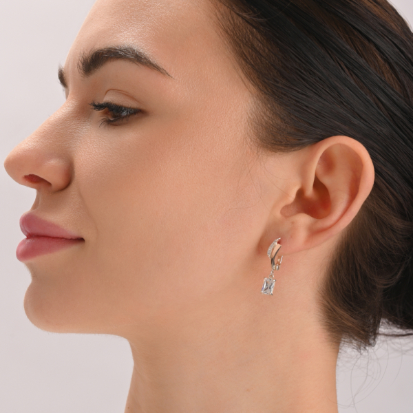 Сережки срібні з золотими накладками і фіанітами (100с)