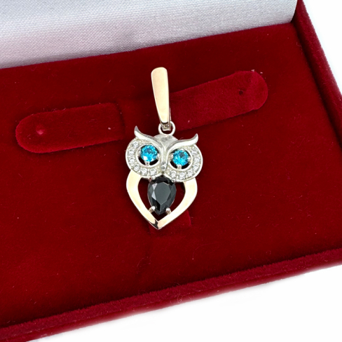 Серебряная подвеска с золотими вставками