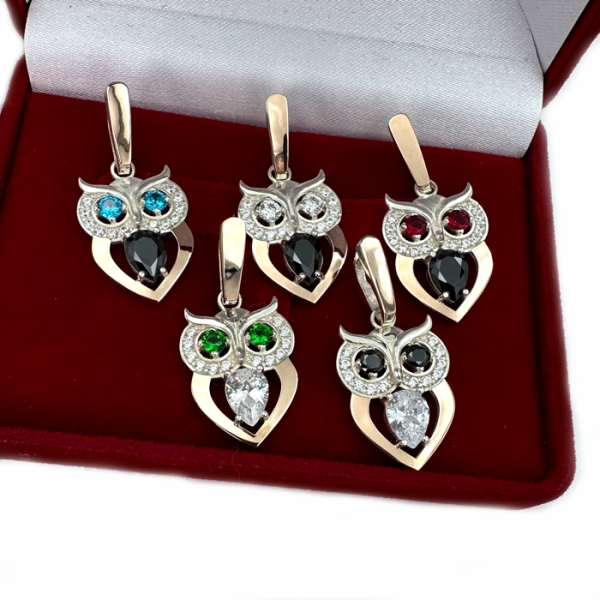 Серебряная подвеска с золотими вставками (1012п)