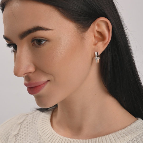 Серебряный комплект с золотыми вставками и фианитами (101)