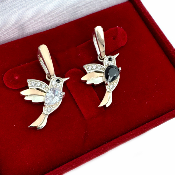 Серебряная подвеска с золотими вставками (1021п)