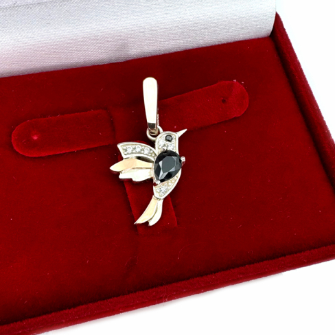 Серебряная подвеска с золотими вставками