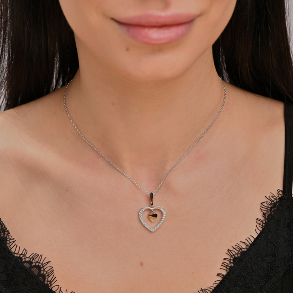 Серебряная подвеска с золотими вставками (1023п)