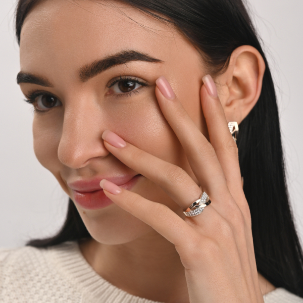 Серебряный набор серьги и кольцо с фианитами (103)