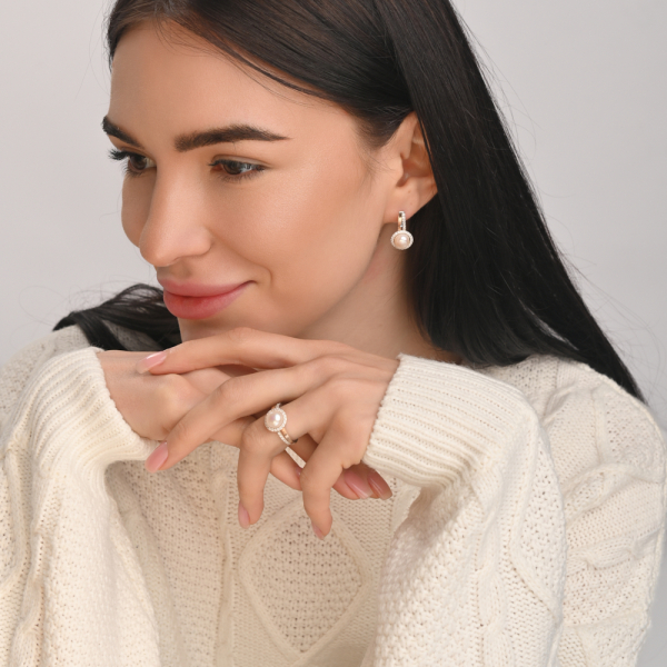 Серебряные серьги с жемчугом (104с)