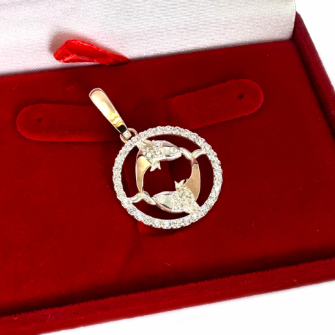 Подвес знак зодиака "Рыбы" из серебра с пластинами золота