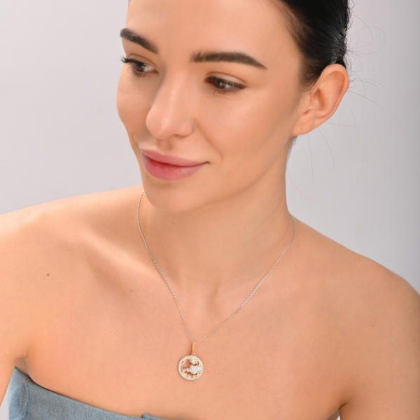 Подвес знак зодиака "Водолей" из серебра с пластинами золота (1042п)