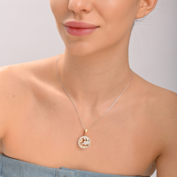 Подвес знак зодиака "Водолей" из серебра с пластинами золота (1042п)