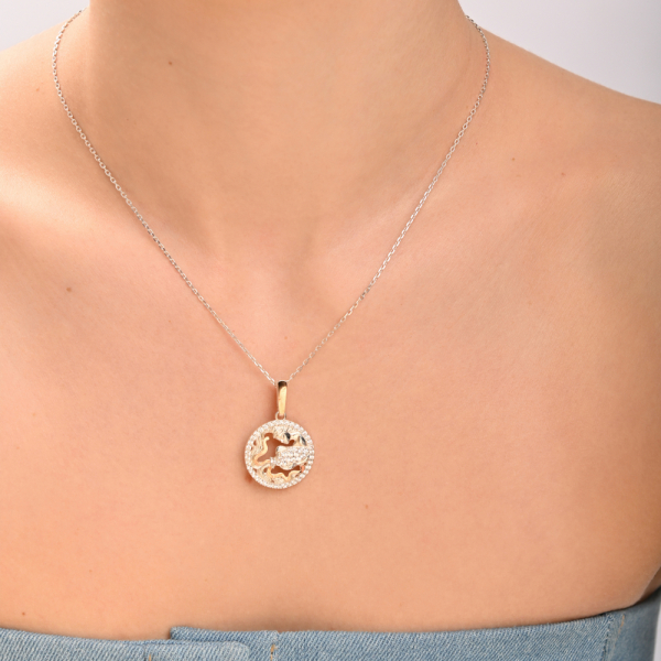 Подвес знак зодиака "Водолей" из серебра с пластинами золота (1042п)