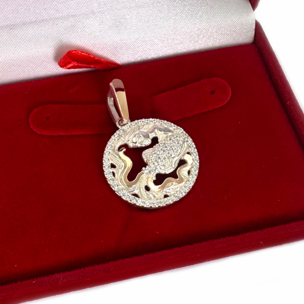 Підвіска знак зодіаку "Водолій" срібна з пластинами золота (1042п)