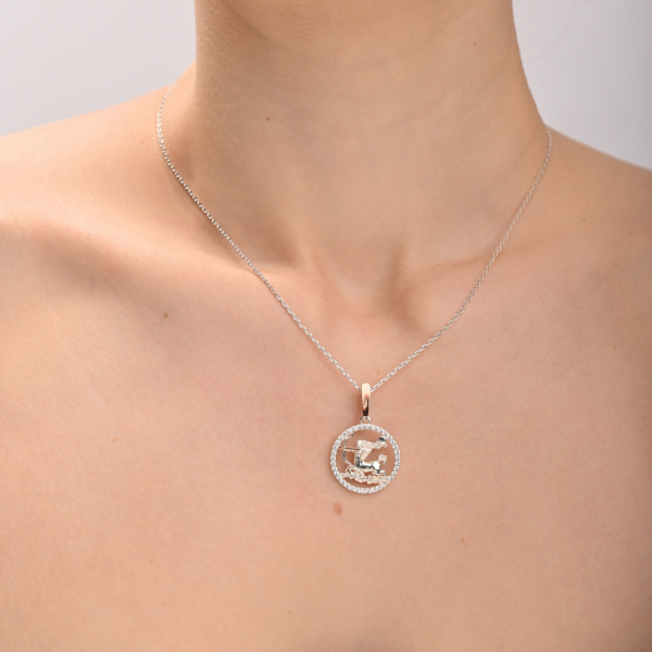 Подвес знак зодиака "Стрелец" из серебра с пластинами золота (1044п)