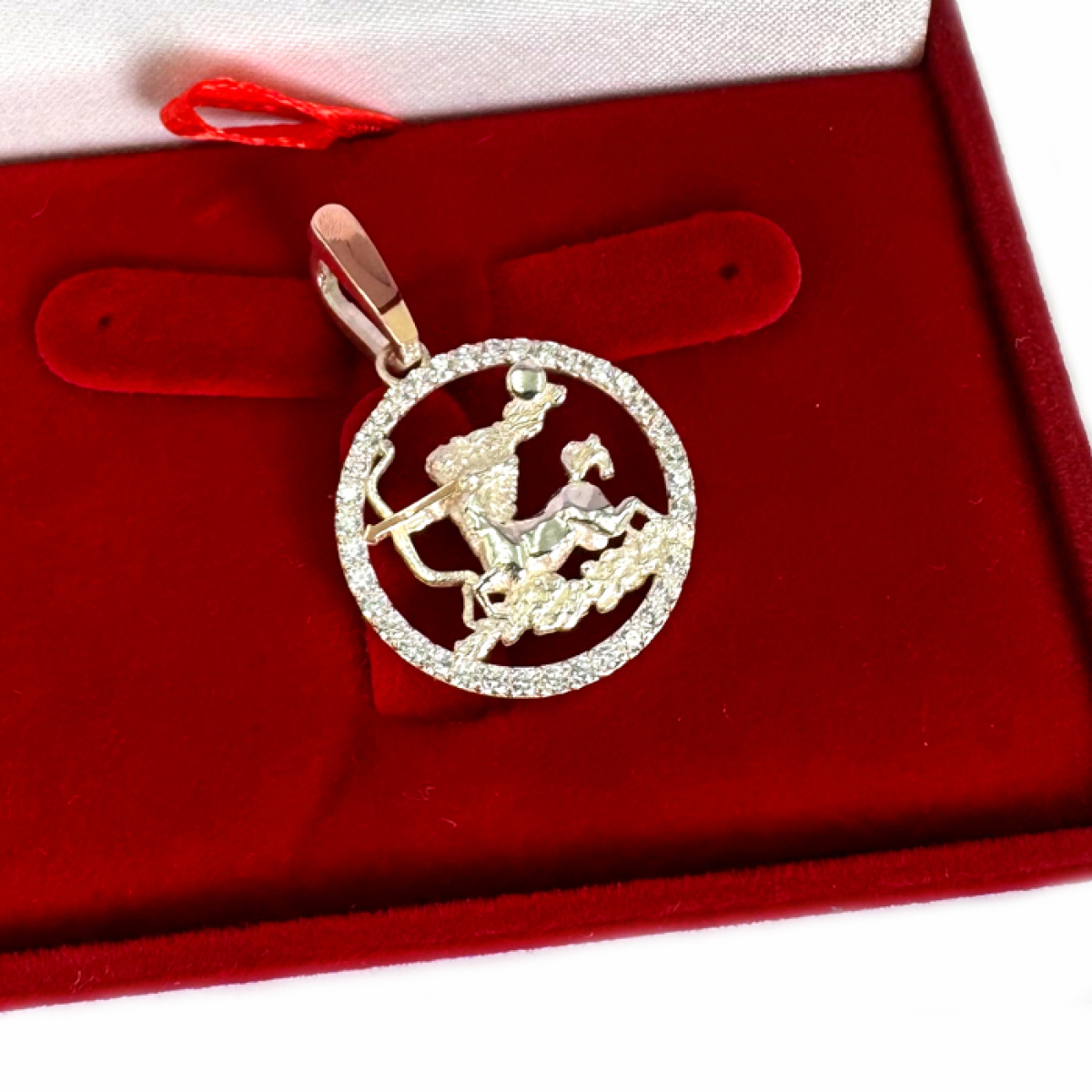 Підвіска знак зодіаку "Стрілець" срібна з пластинами золота (1044п)