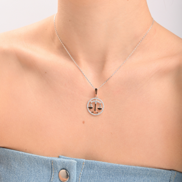 Подвес знак зодиака "Весы" из серебра с пластинами золота (1046п)