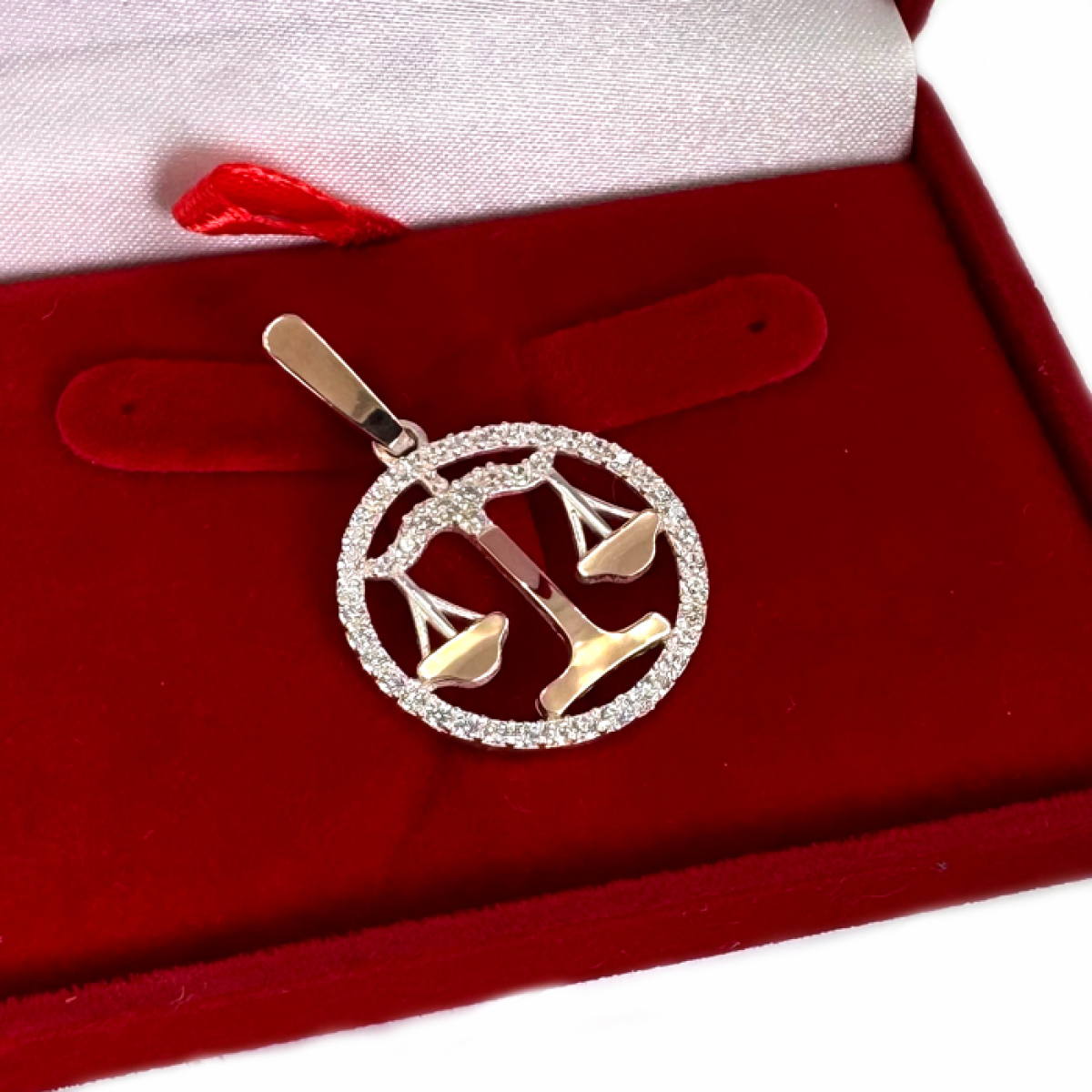 Підвіска знак зодіаку "Терези" срібна з пластинами золота (1046п)