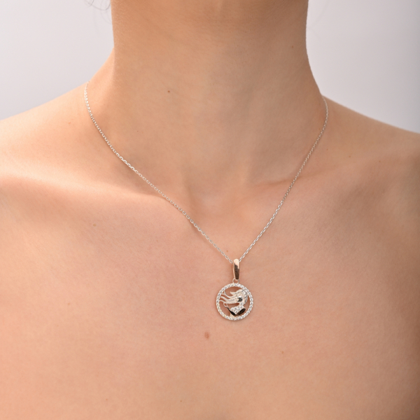 Подвес знак зодиака "Дева" из серебра с пластинами золота (1047п)