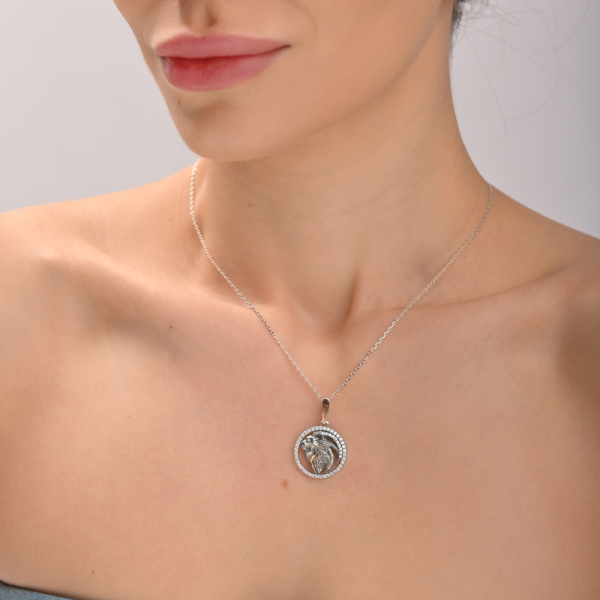 Подвес знак зодиака "Лев" из серебра с пластинами золота (1048п)