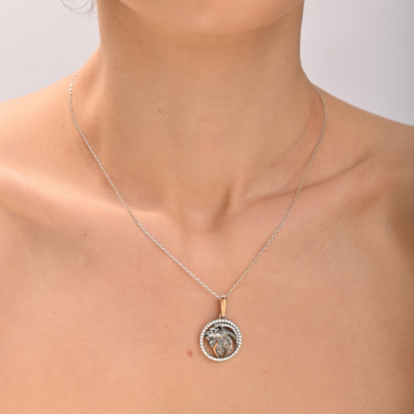 Подвес знак зодиака "Лев" из серебра с пластинами золота (1048п)