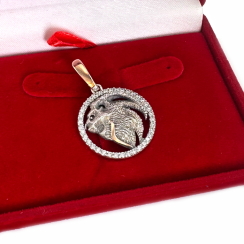 Підвіска знак зодіаку "Лев" срібна з пластинами золота