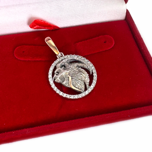 Підвіска знак зодіаку "Лев" срібна з пластинами золота