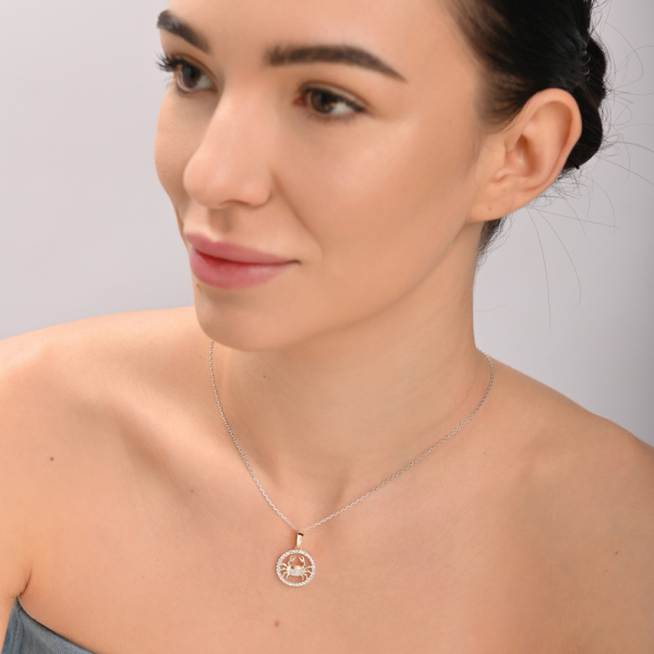 Подвес знак зодиака "Рак" из серебра с пластинами золота (1049п)